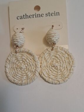 Catherine Stein Cream Woven Drop Earrings